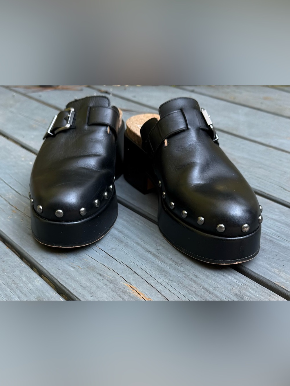 Dolce Vita Black Studded Platform Clog Shoes for women